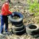 John Eberhard who has lived on Constitution Drive for 29 years helped with the clean up April 29. This is the beginning of the tire cleanup.