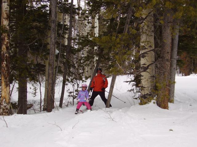 Tree Skiing - Follow the leader style